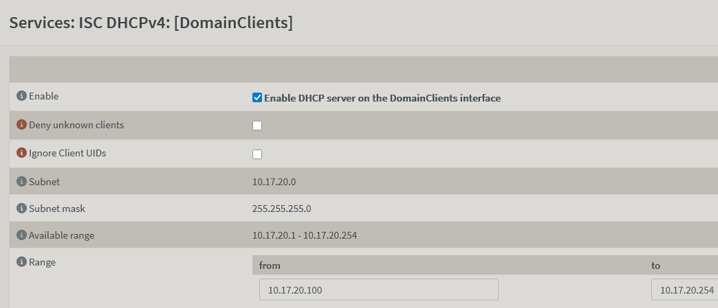 DHCP in OPNSense